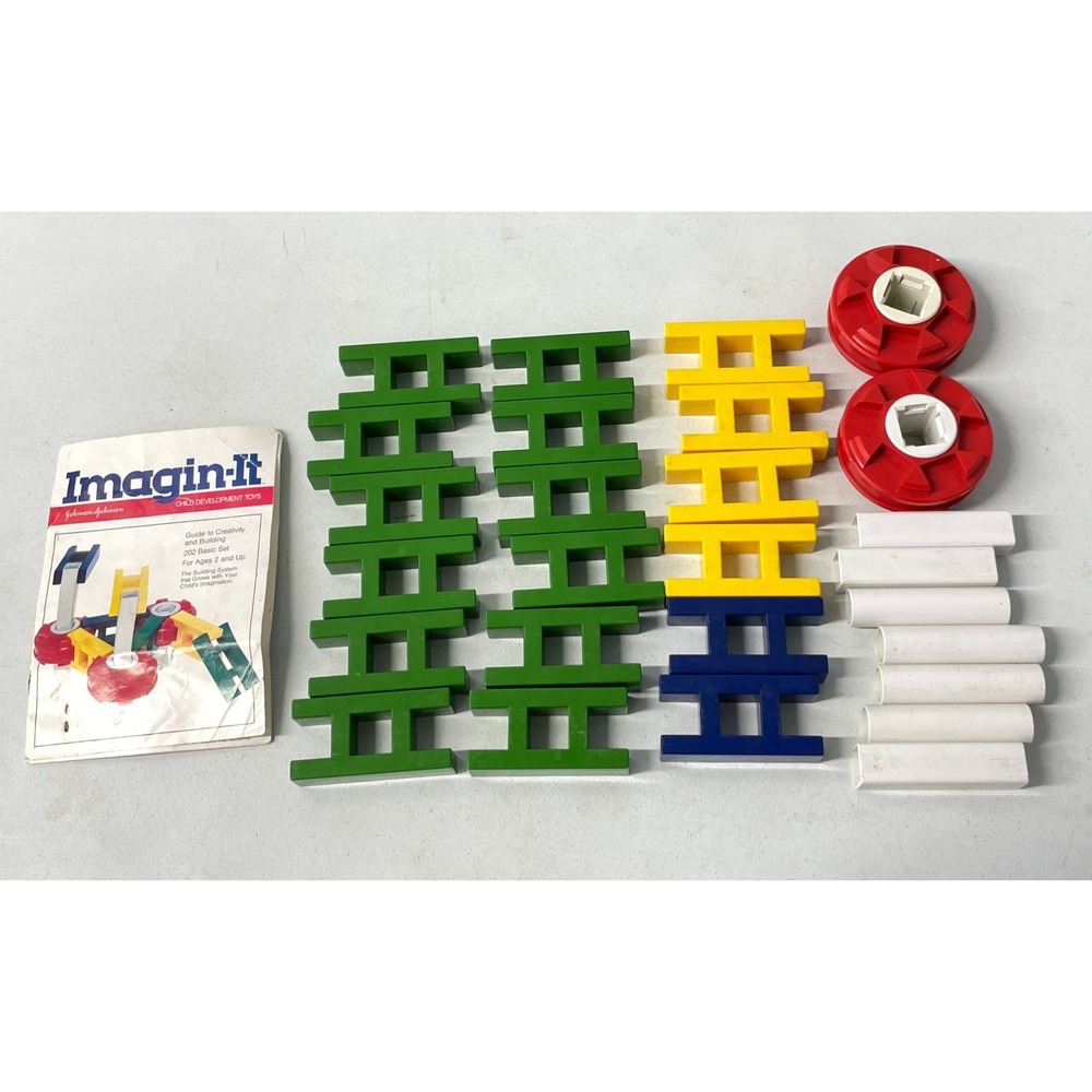 Vintage Johnson & Johnson Imagin-It Building System 202 Basic Set H-Blocks 1984